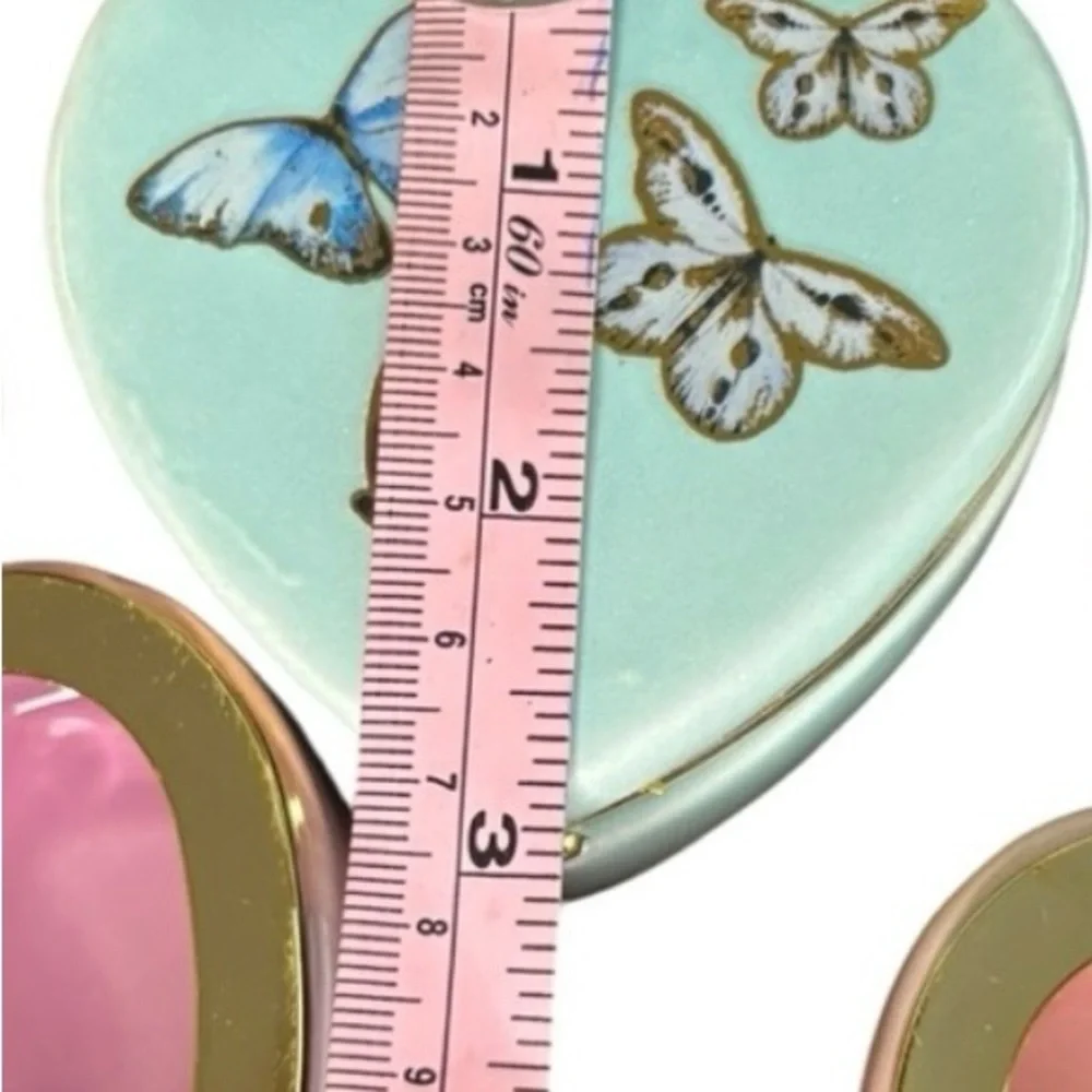 Heart Butterfly Trinket Boxes Set of 5 Pink Mint Gold Decor
